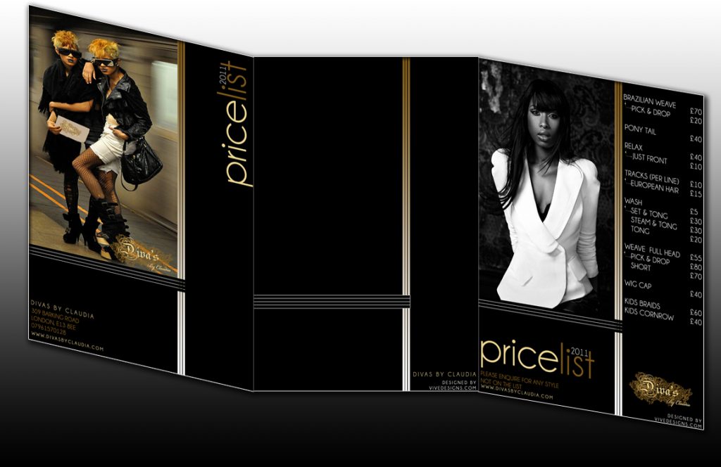 Price List Design Divas by Claudia