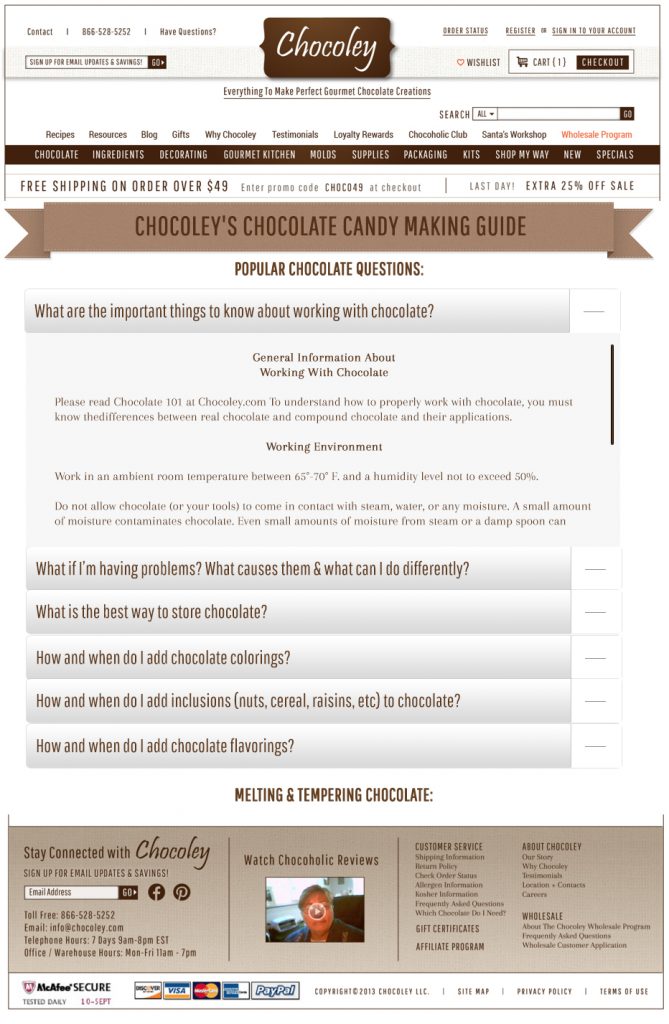 chocolate website design